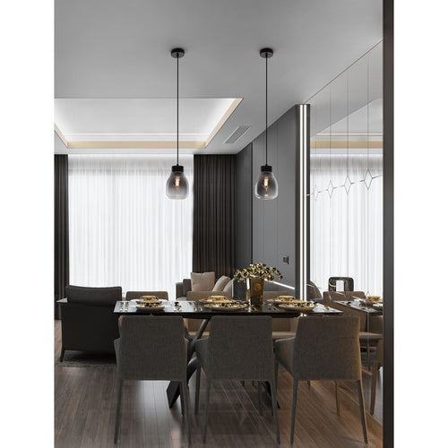 Nova Luce BLACU Dome hanglamp voor plafond, rookgrijs, zwart, E27, 1x12W