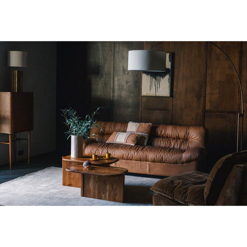 Dutchbone Douglas 3-zitsbank Leer Cognac Bruin - vtwonen shop