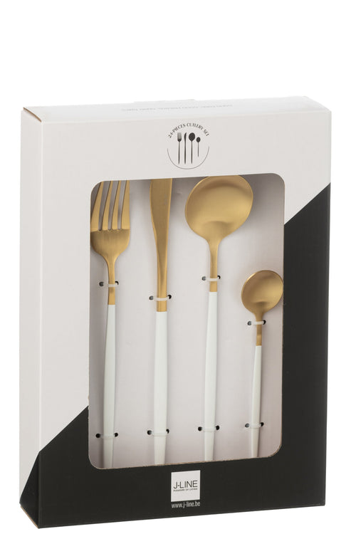 J-Line bestek - roestvrij staal - goud/wit - box van 24 stuks