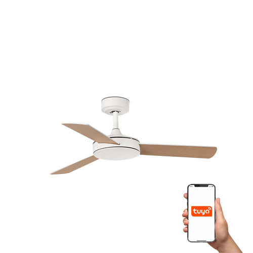 Faro Mini Klein 3-bladig mat wit, esdoorn Tuya Smart System