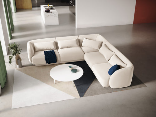 Cosmopolitan Design Symmetrische hoekbank Tulum 5-zits, flueel, lichtbeige - 255x255x70cm