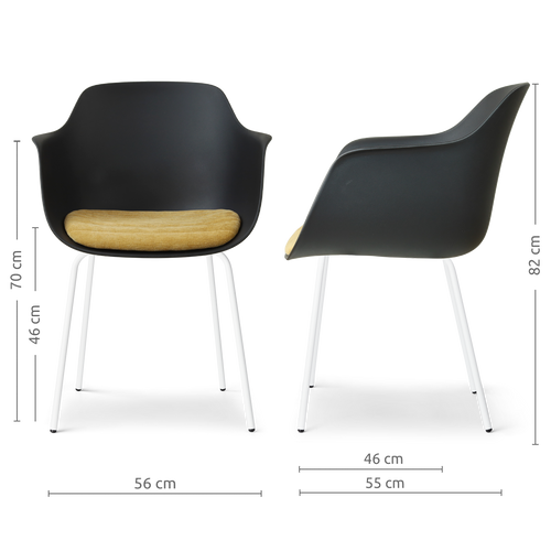 Nolon Nora-Liz eetkamerstoel zwart met warm oker zitkussen - wit onderstel