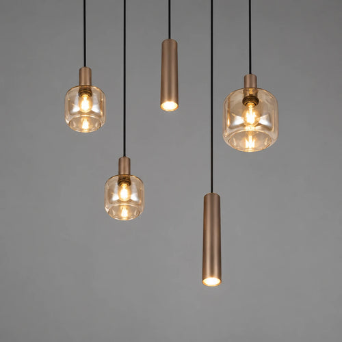 Trio Leuchten hanglamp Mataro - 5 lichts - 55  x 150   cm - brons goud