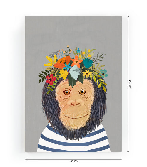 Canvas 60x40 Afdruk Bloemen Aap - vtwonen shop