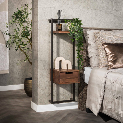 Giga Living Nachtkastje Air Solid Xs - Bruin Hout - 30x30x100cm