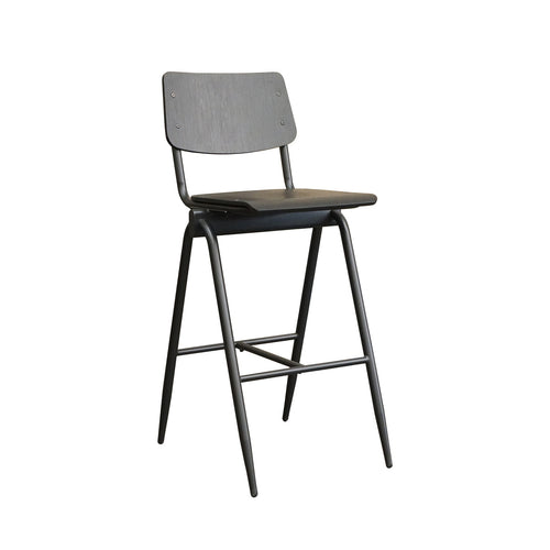 LABEL51 Barkruk Solid - Zwart Hout - Zithoogte 86cm - Set van 2