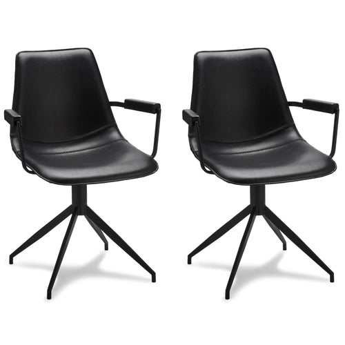 Furnhouse eetkamerstoelen armleuning Isabel - Zwart - Kunstleer - Set van 2