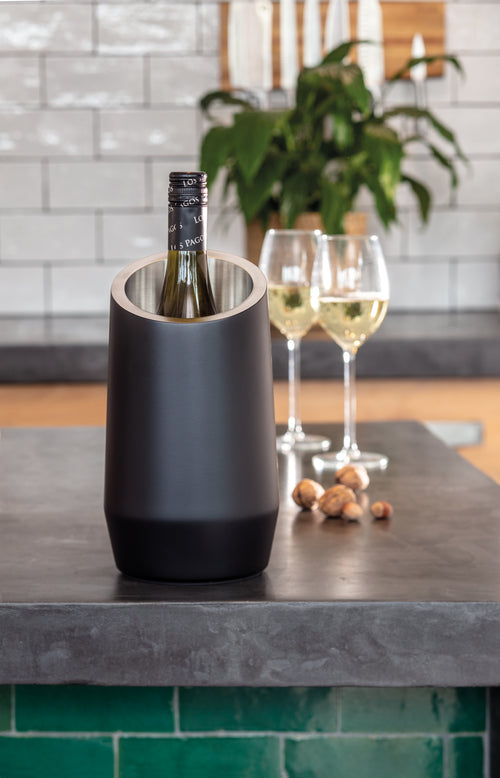 Leopold Vienna - Wijnkoeler dubbelwandig mat zwart RVS - vtwonen shop