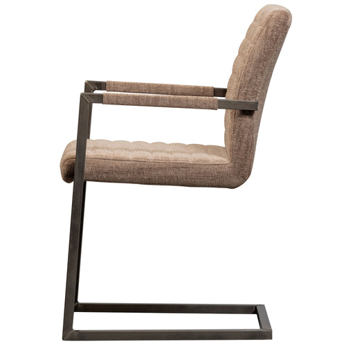 WOOOD eetkamerstoelen Bas - Geweven Stof - Bruin Melange - Set van 6