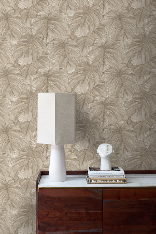 Origin Wallcoverings behang 3D-motief bladeren zand beige - 50 x 900 cm - 347917 - vtwonen shop