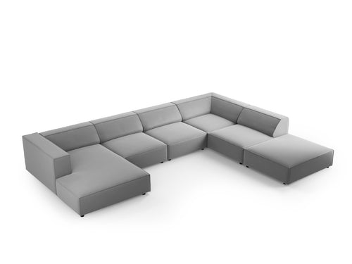 Cosmopolitan Design Panoramische hoekbank rechts Arendal 7-zits, flueel, lichtgrijs - 262x364x70cm