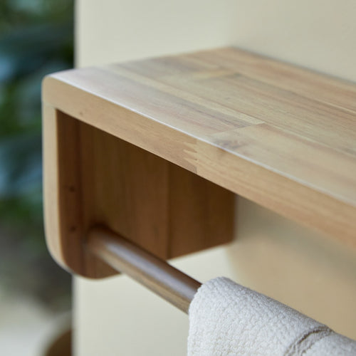 Tikamoon Wandhanddoekrek van massief acaciahout 60 cm - Naturel
