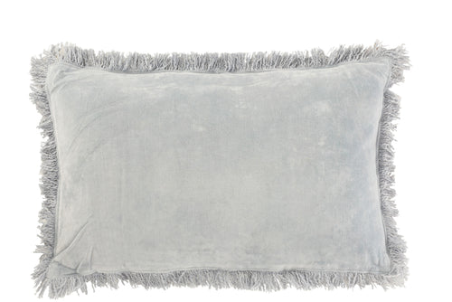 J-Line kussen Franje - katoen/fluweel - blauw