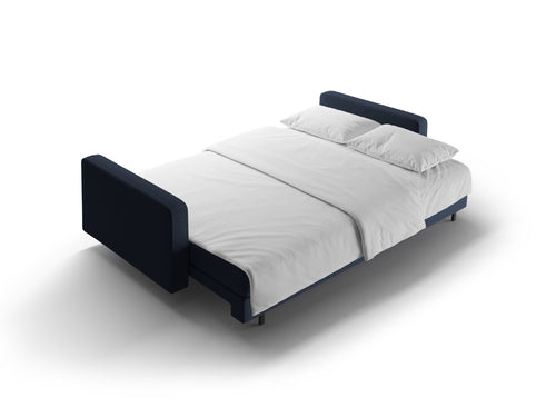 Cosmopolitan Design Slaapbank met opbergdoos Bali 3-zits, structurele stof blauw - 84x222x105cm