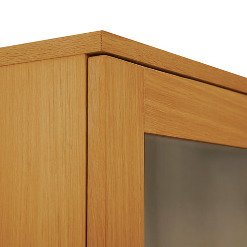 Furnhouse vitrinekast Kerteminde - Natuurlijk eikenhout - MDF, Eikenfineer, Glas - 45x100x190