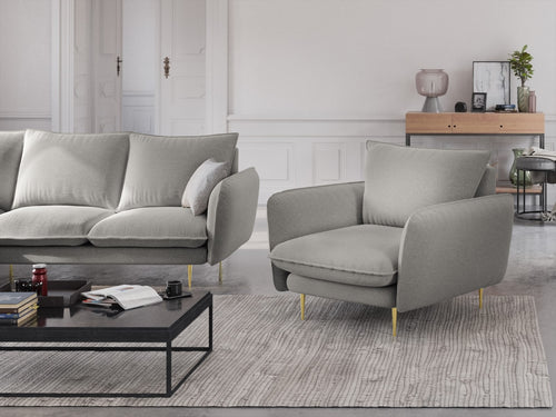 Cosmopolitan Design Fauteuil Vienna structurele stof, lichtgrijs - 94x97x95cm