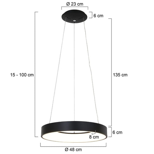 Steinhauer hanglamp Ringlede - 1 lichts - 48x 160 cm - zwart - vtwonen shop