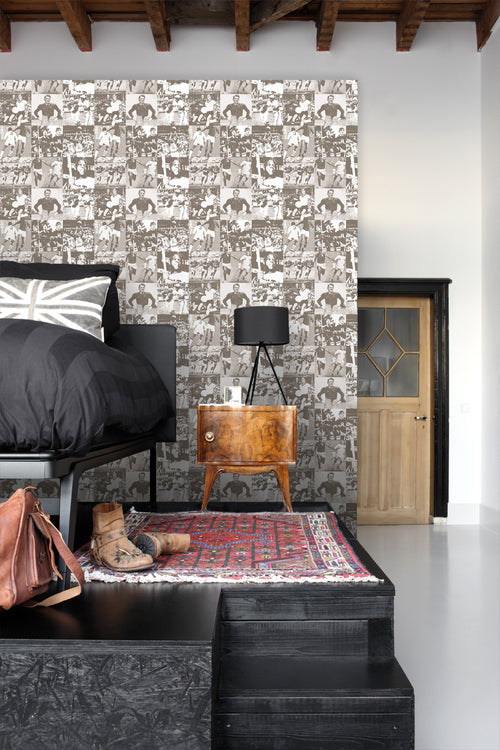 ESTAhome behang sporthelden sepia bruin - 53 cm x 10.05 m - 138828