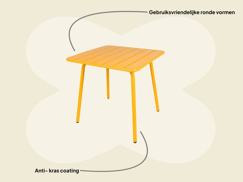 MaximaVida metalen vierkante tuintafel Max 80 x 80 cm okergeel