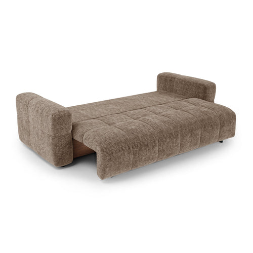 Premium Interiors - Slaapbank met opbergruimte VIBE - zacht aanvoelende geweven stof bruin 247cm