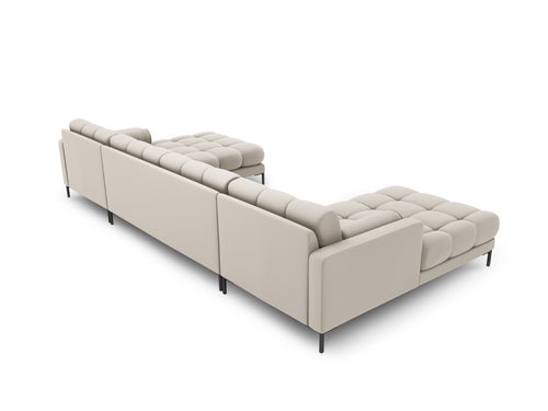 Cosmopolitan Design Panoramische bank Bali 7-zits, structurele stof, beige - 185x383x75cm