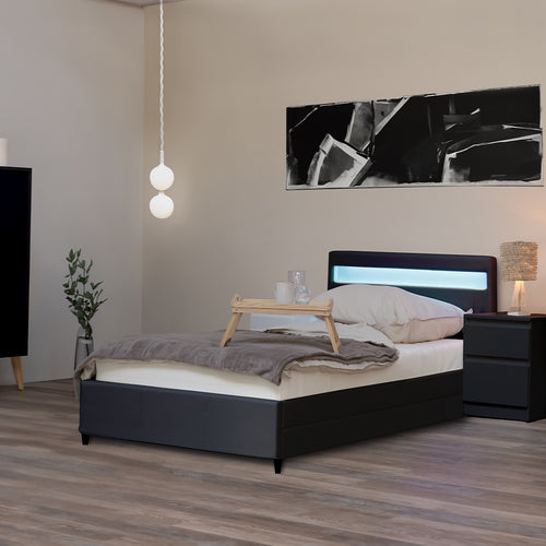 Home Deluxe LED bed NUBE donkergrijs 90 x 200 cm