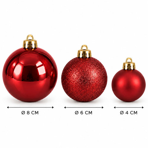 Mica Decorations Kerstballen Rood 46 Stuks - Onbreekbare Kerstballenset van Gerecycled Polystyreen - Diverse Formaten Ø4/6/8 cm - Ideaal voor Kinderen