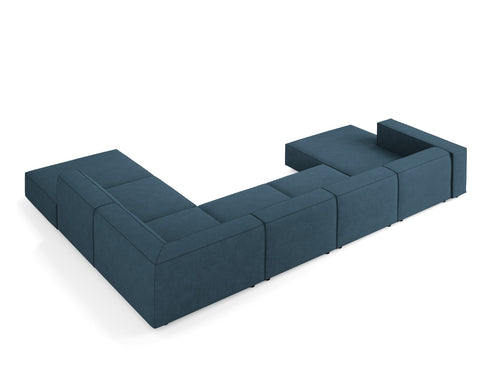 Cosmopolitan Design Panoramische hoekbank rechts Arendal 7-zits, chenille met ribbeleffect, marineblauw - 262x364x70cm
