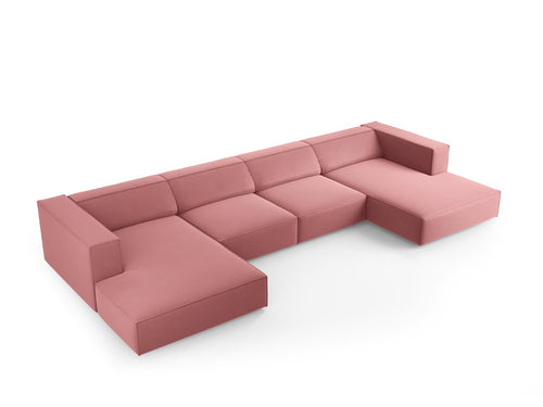Cosmopolitan Design Panoramische bank Arendal 6-zits, flueel, zalm - 166x364x70cm