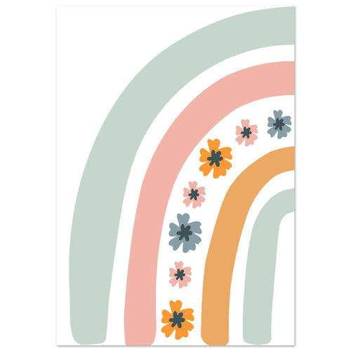 Artfulprints  Regenboog met bloemen I   poster 70x100 cm - vtwonen shop