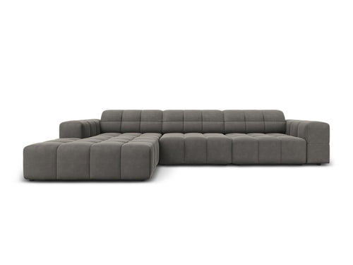 Cosmopolitan Design linker hoekbank Chicago 4-zits, flueel lichtgrijs - 167x294x78cm