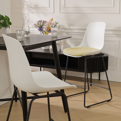 Nolon Nino-Liv barkruk wit met warm oker zitkussen - zwart onderstel - 65 cm