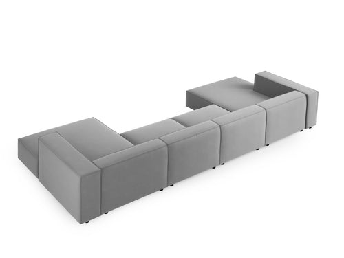 Cosmopolitan Design Panoramische bank Arendal 6-zits, flueel, lichtgrijs - 166x364x70cm