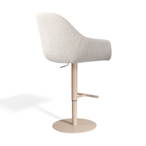 Nolon Niva-Mae tulp barkruk bouclé beige verstelbaar - beige poten