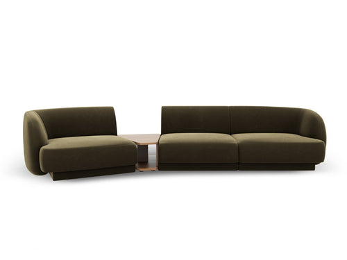 Micadoni linker modulaire bank Miley 3-zits, flueel, groente - 126x303x70cm