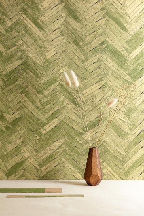 Masureel behang visgraat-motief groen - 53 cm x 10.05 m - 631984 - vtwonen shop