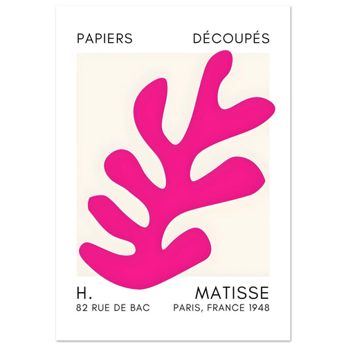Artfulprints Poster met Lijst Matisse – Ocean petals pink   - A4 21x29.7 cm - Roze
