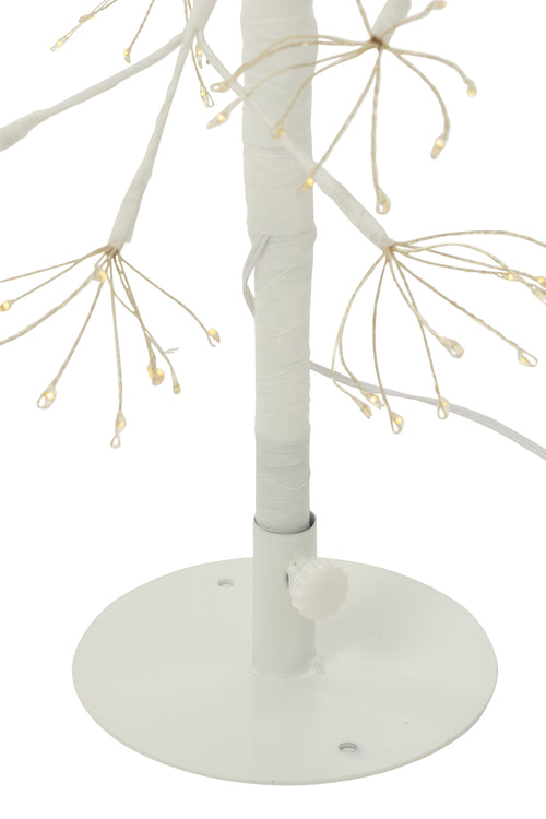 J-Line decoratie Boom - warm witte - ijzer - wit - small - LED lichtjes