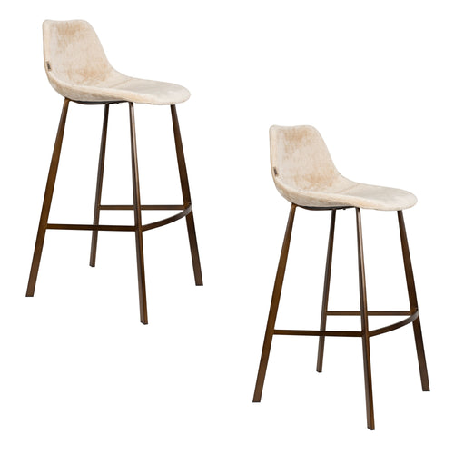 Dutchbone Franky Barkrukken rugleuning 80 cm Beige - Set van 2
