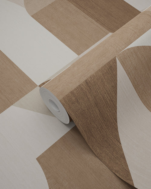 Origin Wallcoverings behang cirkels in Bauhaus stijl bruin en beige - 50 x 900 cm - 348028 - vtwonen shop