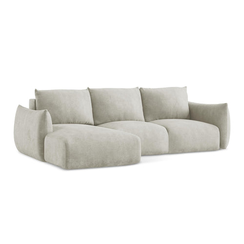 LaMiaSofa hoekbank links Savona - chenille stof - parel - 242x162x90