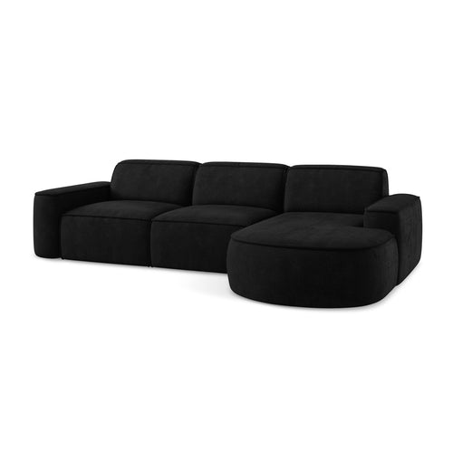 LaMiaSofa hoekbank rechts Melissa - chenille stof - zwart - 284x166x70
