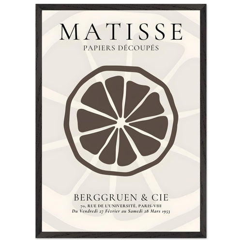 Artfulprints Poster met Lijst Matisse – Slice of an orange   - 50x70 cm - Grijs