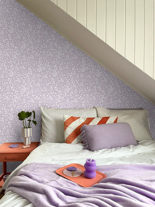 ESTAhome behang bloemetjes lila paars - 53 cm x 10.05 m - 139883