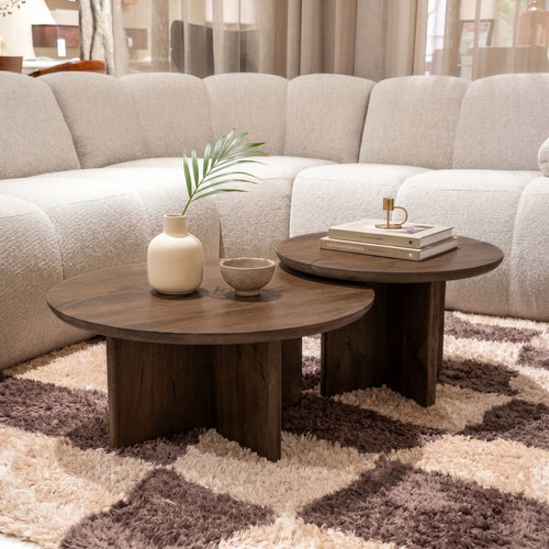DÉJA Living Salontafel Helsinki - Rond Donkerbruin Hout - 80x80x35cm