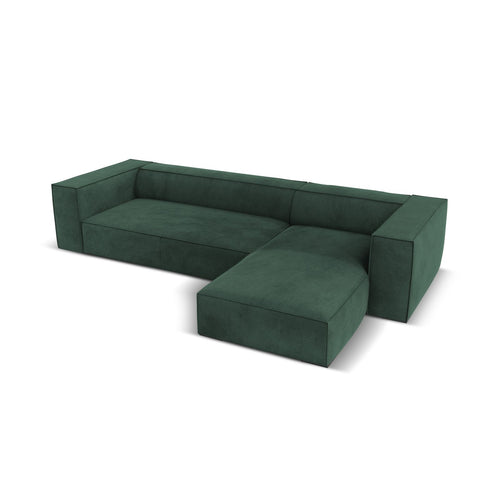Cosmopolitan Design - Rechter hoekbank Turin 5-zits, structurele stof groente - 173x290x68cm