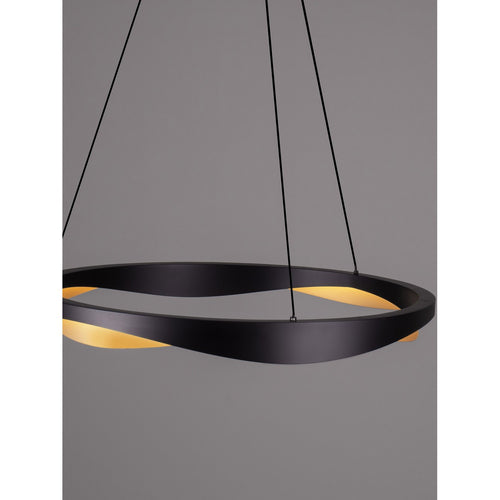 Nova Luce RADON Geïntegreerde LED-hanglamp voor plafond, matzwart, goudkleurig, Triac dimbaar, 53W, 1751lm, 3000K