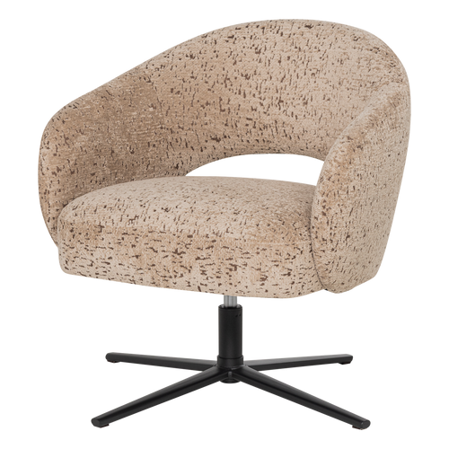 WOOOD draaifauteuil Pico - Wollig Structuur - Zand - 74x71x69