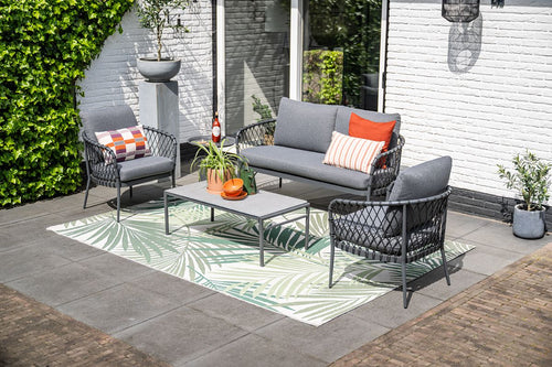 Tropea loungeset - 4-dlg - carbon black - rope donker grijs - vtwonen shop