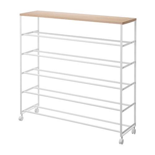 Yamazaki Tower Schoenenrek op wielen 5-laags - Wit - vtwonen shop